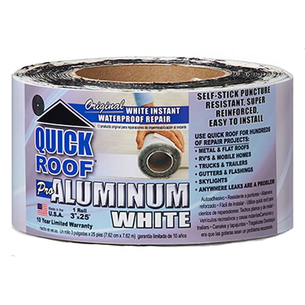 Cofair Products WQR325 Quick Roof Pro Aluminum Surface Tape White - 3" x 25' WQR325 - main